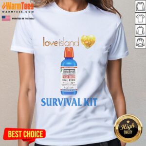 Funny Love Island Survival Kit Ladies Tee featuring playful graphics and vibrant colors for fans of the show.