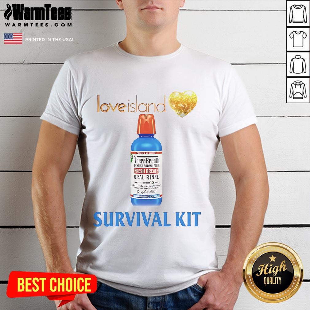 Funny Love Island Survival Kit T-Shirt featuring playful graphics for fans of the popular reality show.