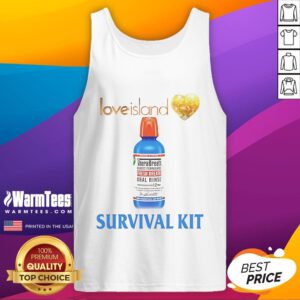 Alt Text: Funny Love Island Survival Kit tank top featuring humorous graphics and vibrant colors, perfect for fans of the show.
