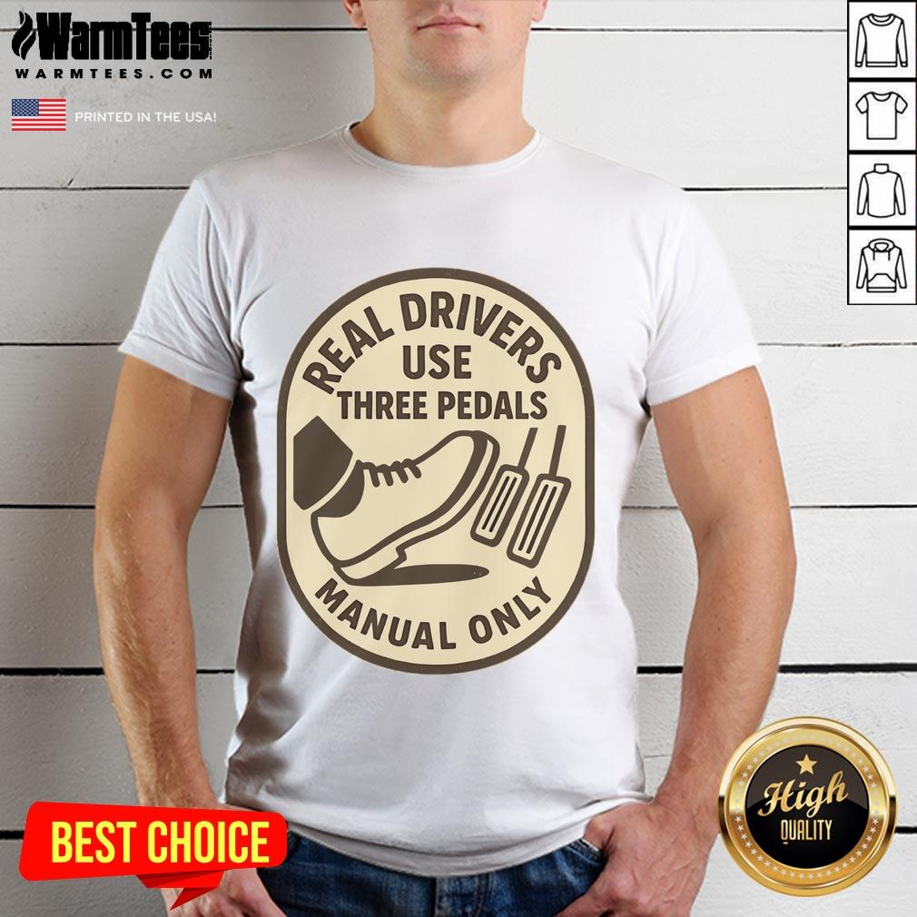 Funny Manual Only Car Enthusiast Art T-Shirt featuring humorous graphics for passionate manual transmission lovers.