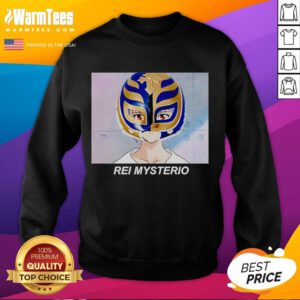 Funny Rei Ayanami anime sweatshirt featuring playful graphics of Rei Mysterio, perfect for anime fans and casual wear.