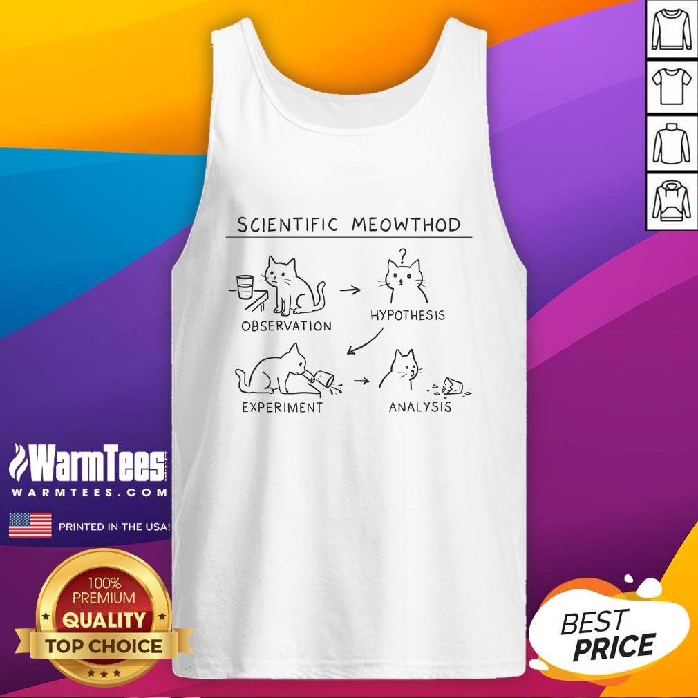 Funny scientific Meowthod observation hypothesis experiment tank top design featuring a playful cat illustration.