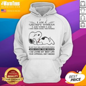 Funny Snoopy hoodie featuring 'I Am A Grumpy Woman' design, perfect for showcasing your humor and thin patience.