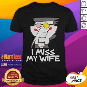 Alt Text: Funny Spamton Deltarune I Miss My Wife T-Shirt featuring colorful graphics and humorous text for gamers and fans.