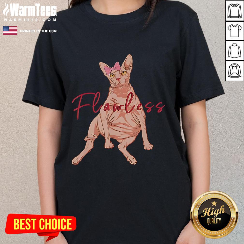 Funny Sphynx cat graphic on a flawless ladies tee, perfect for cat lovers and trendy fashion enthusiasts.