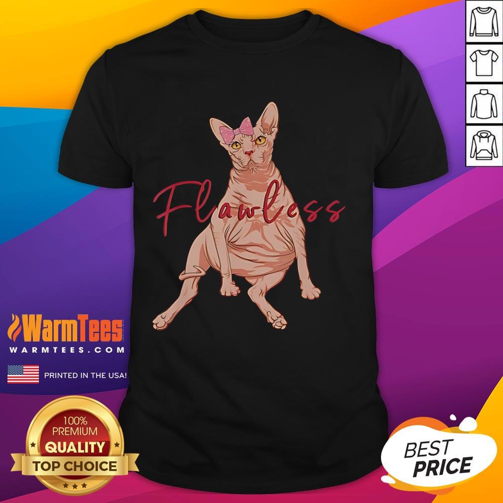 Funny Sphynx Cat Flawless T-Shirt featuring a humorous design of a playful Sphynx cat for cat lovers.