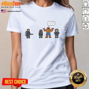 Alt Text: Funny Fantastic Four Ladies Tee featuring humorous graphic design, perfect for fans of the comic and pop culture.