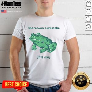 Funny 'It's Me Mistake Frog' T-Shirt featuring a cartoon frog, perfect for quirky fashion lovers and gift ideas.