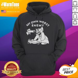 Funny Tom Cat hoodie featuring 'My Own Worst Enemy' design, perfect for cat lovers and humor enthusiasts.