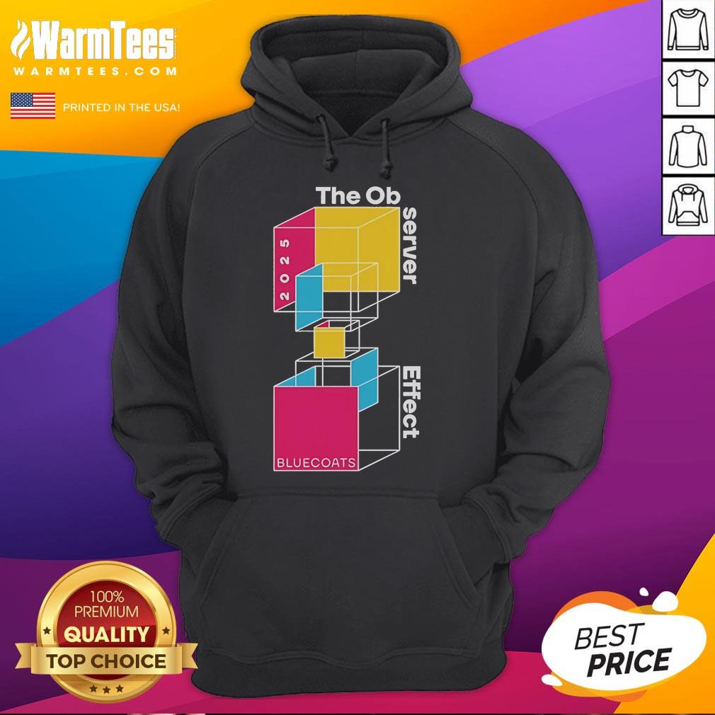 Good Bluecoats The Observer Effect Building Blocks hoodie in navy, showcasing a modern design with vibrant graphic elements.