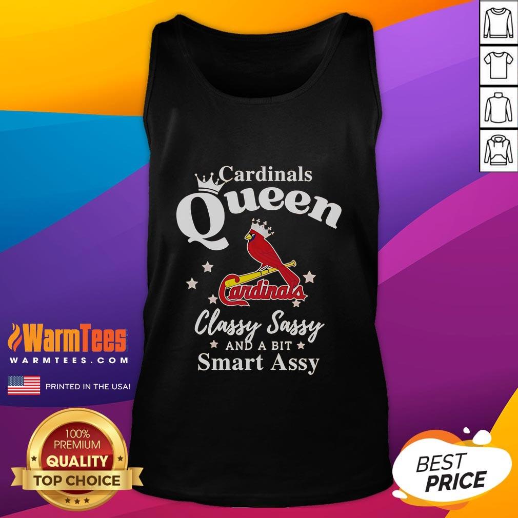 Alt Text: Good Cardinals Queen Classy Sassy and a Bit Smart Assy logo tank top in stylish design, perfect for casual wear.