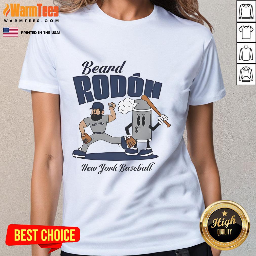 Alt Text: Carlos Rodon in a New York Yankees tee, showcasing his baseball beard during mid-summer. Perfect for fans!