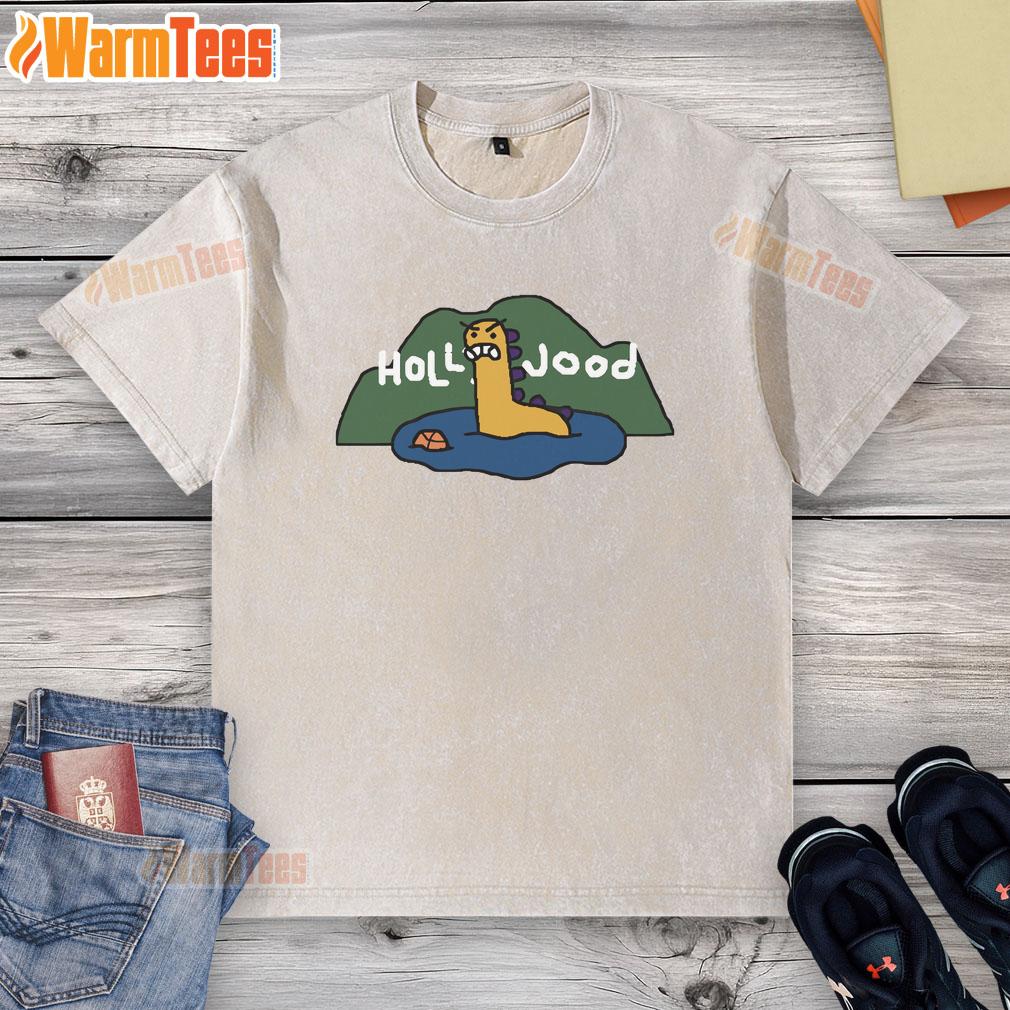 Good Holl Jood Lake Monster washed t-shirt featuring a creative lake monster design for casual wear enthusiasts.