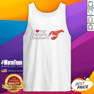 Good I Love My German Shepherd Lobster Shrimp Tank Top featuring a fun design for dog lovers and casual wear.