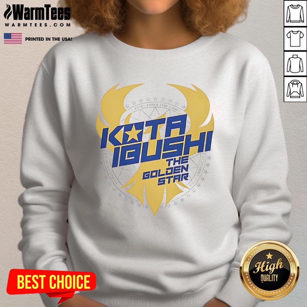 Good Kota Ibushi The Golden Star Shines sweatshirt featuring a vibrant design inspired by wrestling star Kota Ibushi.