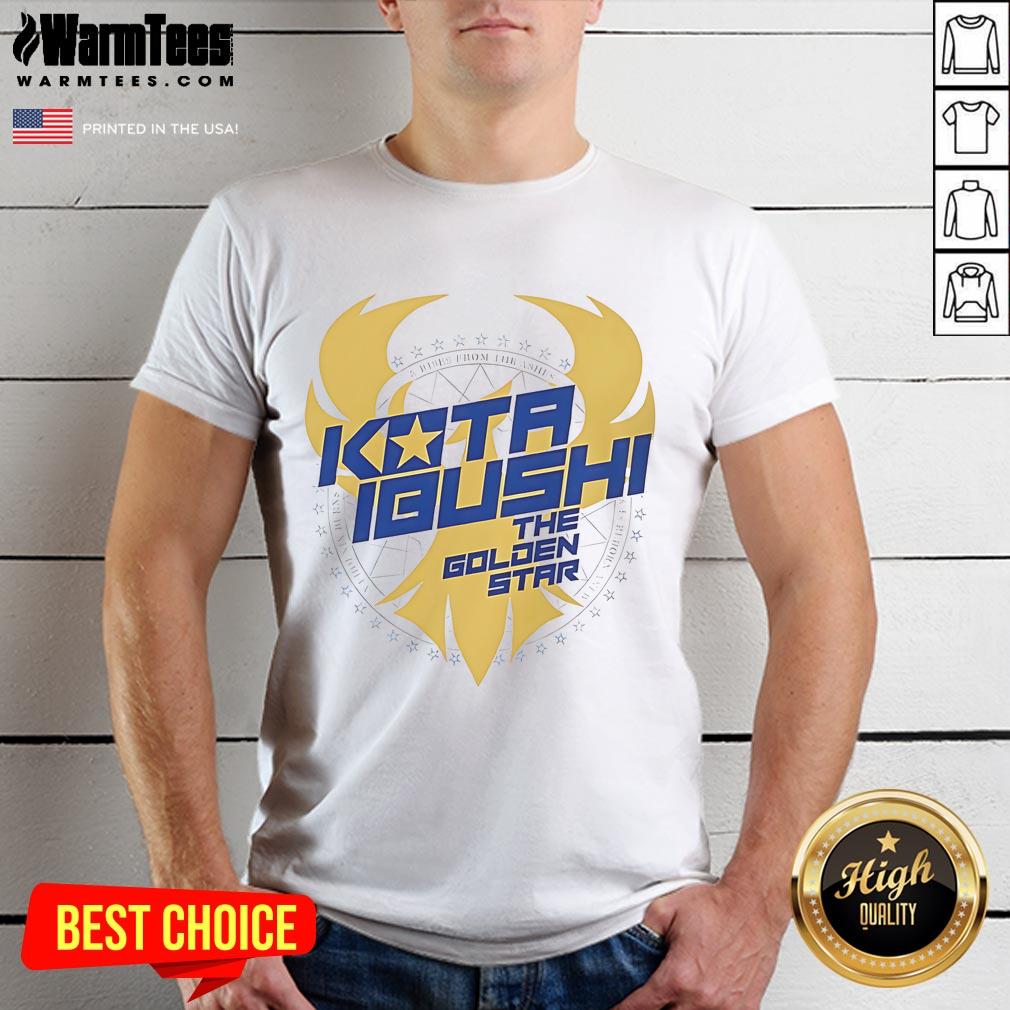 Good Kota Ibushi The Golden Star Shines T-Shirt featuring a vibrant design of the wrestling star, perfect for fans.