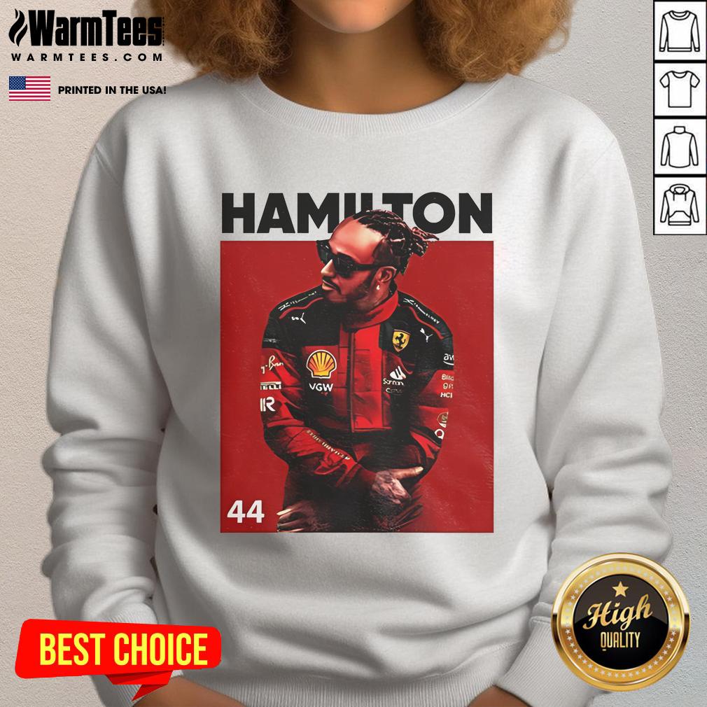 Alt Text: Stylish Good Lewis Hamilton Formula One 2025 sweatshirt featuring vibrant colors and a modern design for fans.