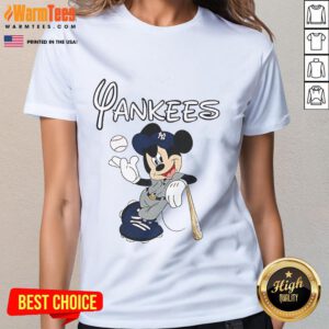 Alt Text: Ladies' Good Mickey New York Yankees baseball tee featuring a stylish design and team logo for passionate fans.