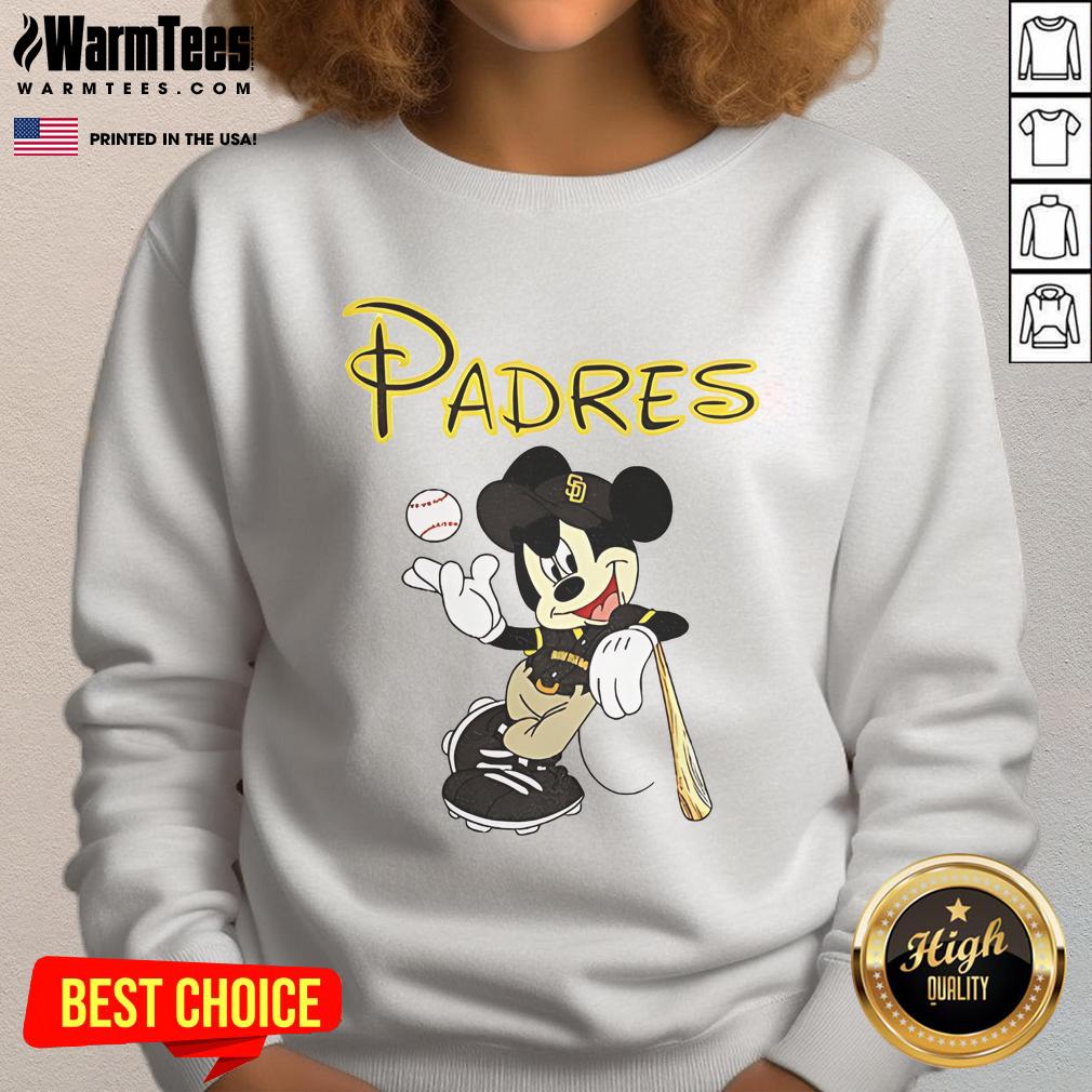 Good Mickey San Diego Padres baseball sweatshirt featuring team colors and logo, perfect for fans and casual wear.
