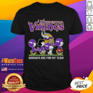 Good Peanuts Minnesota Vikings Sundays Are For My Team T-Shirt featuring vibrant team colors and logo for fans.