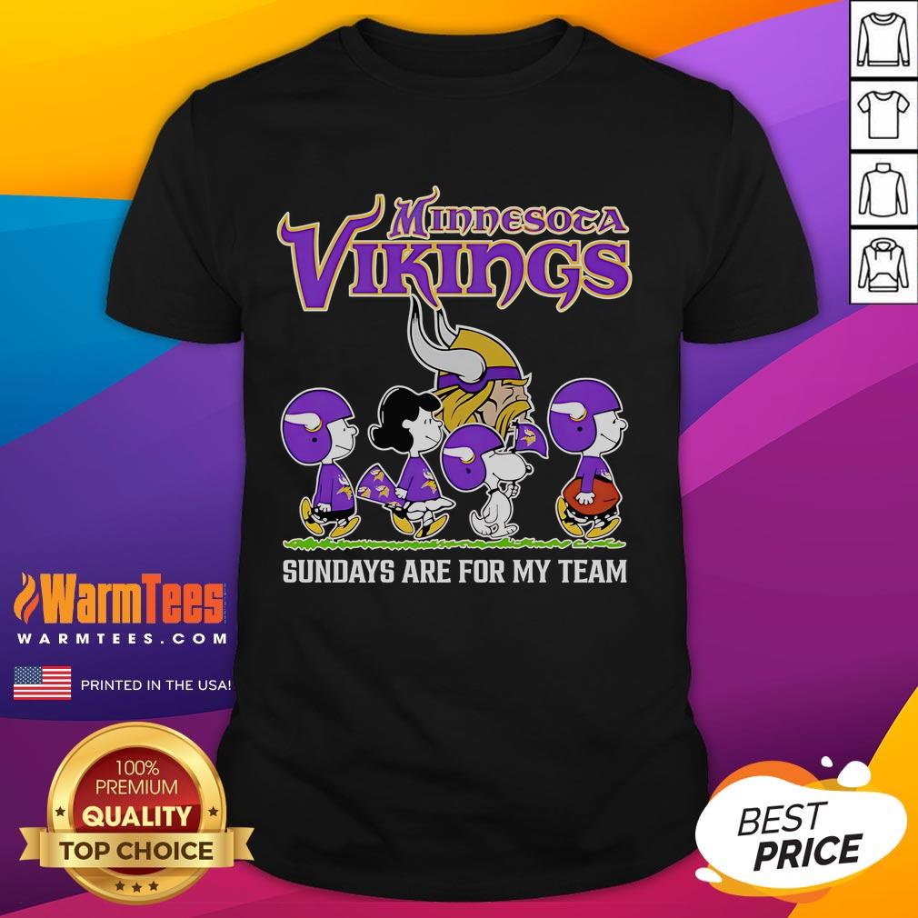 Good Peanuts Minnesota Vikings Sundays Are For My Team T-Shirt featuring vibrant team colors and logo for fans.