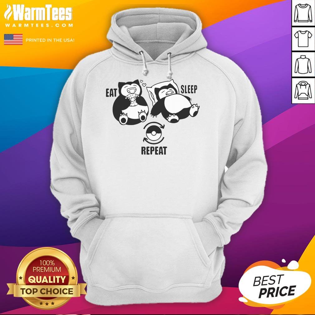 Snorlax Eat Sleep Repeat hoodie featuring a playful design, perfect for Pokemon fans and cozy casual wear.