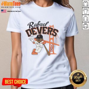 Alt Text: Ladies tee featuring Rafael Devers of the Boston Red Sox, perfect for mid-summer baseball fans.