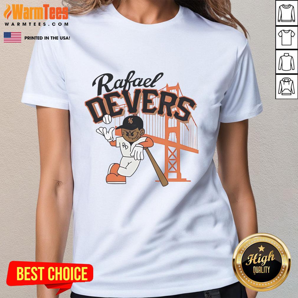 Alt Text: Ladies tee featuring Rafael Devers of the Boston Red Sox, perfect for mid-summer baseball fans.