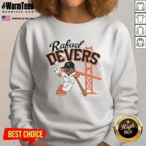 Rafael Devers wearing a Boston Red Sox sweatshirt during a mid-summer baseball game, showcasing team spirit.