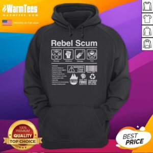 Good Rebel Scum Label Hoodie in black with bold lettering, perfect for fans of Star Wars and rebel-inspired fashion.