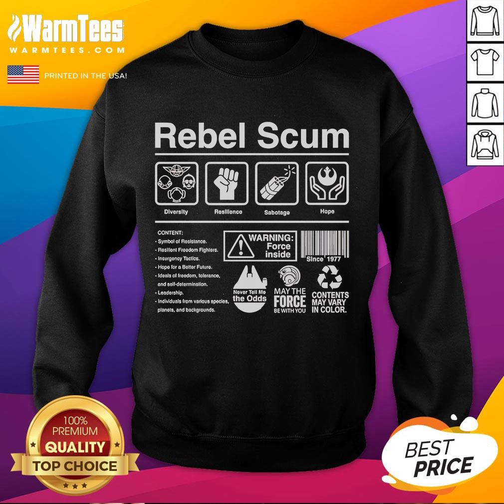 Good Rebel Scum Label Sweatshirt featuring a stylish design, perfect for fans of sci-fi and casual wear.