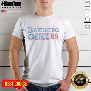 Vintage 1989 T-Shirt featuring Ryne Sandberg and Mark Grace, perfect for Chicago Cubs fans and baseball memorabilia collectors.