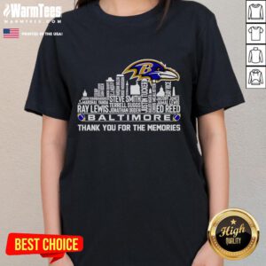 Good Skyline Baltimore Ladies Tee featuring 'Thank You For The Memories' design, perfect for city lovers and stylish comfort.