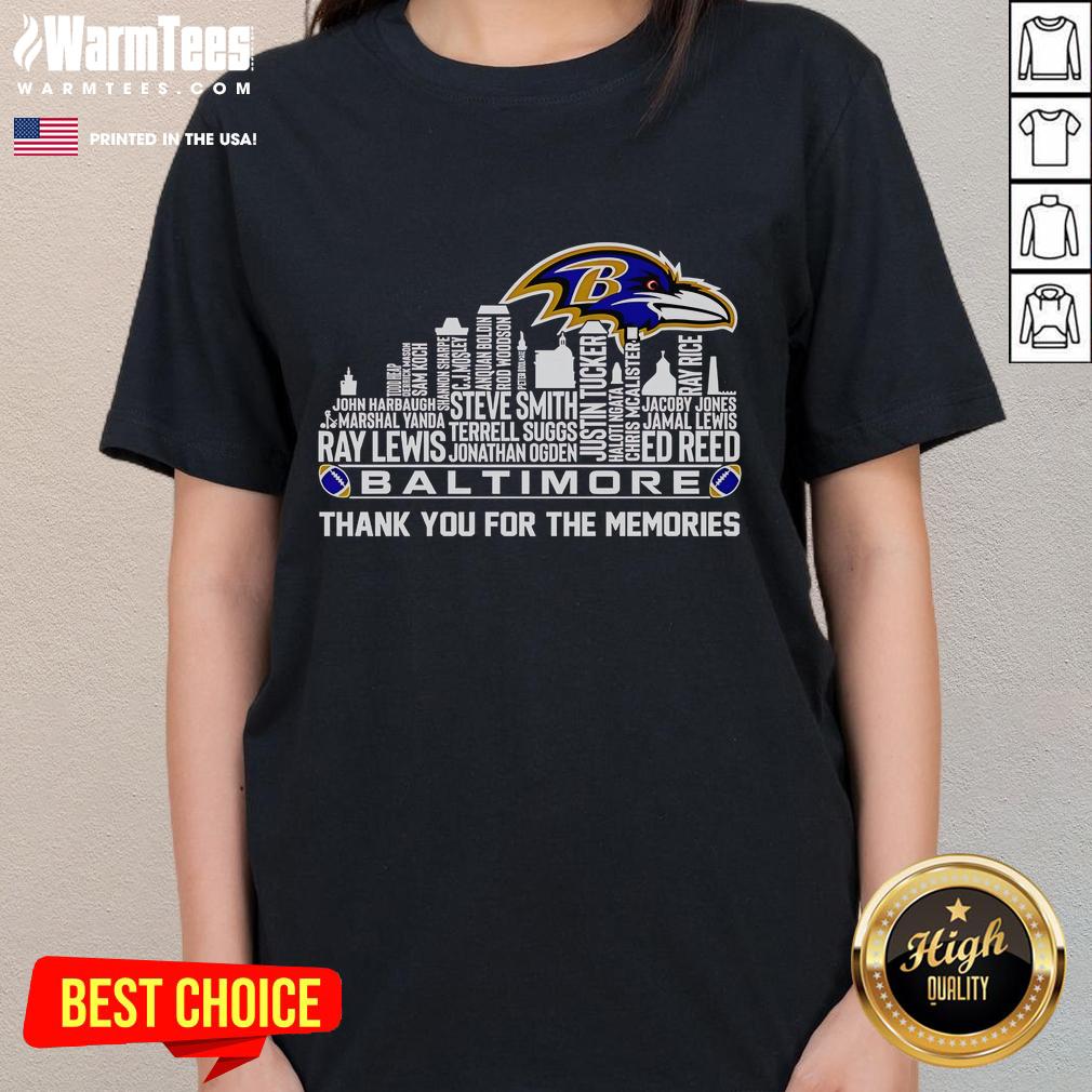 Good Skyline Baltimore Ladies Tee featuring 'Thank You For The Memories' design, perfect for city lovers and stylish comfort.