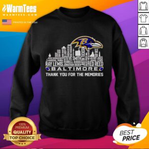 Good Skyline Baltimore sweatshirt featuring 'Thank You For The Memories' design, perfect for city lovers and nostalgia.