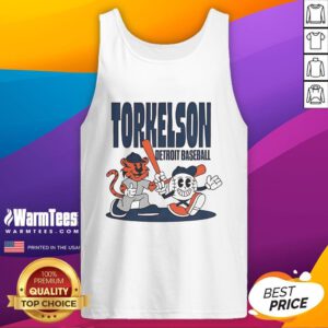 Cartoon tank top featuring Spencer Torkelson of the Detroit Tigers, perfect for mid-summer baseball fans.