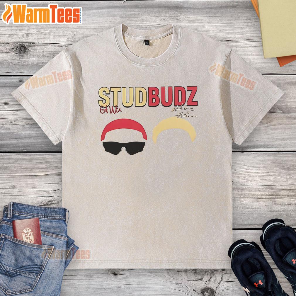 Natisha Hiedeman and Courtney Williams wearing Good Studbudz signature washed t-shirts, showcasing trendy sportswear.