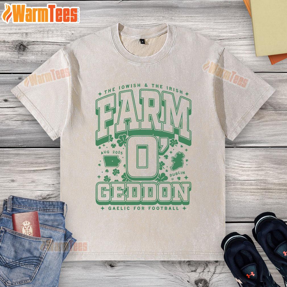Good The Iowish And The Irish Farm OGeddon Gaelic football t-shirt in collegiate style, perfect for sports enthusiasts.