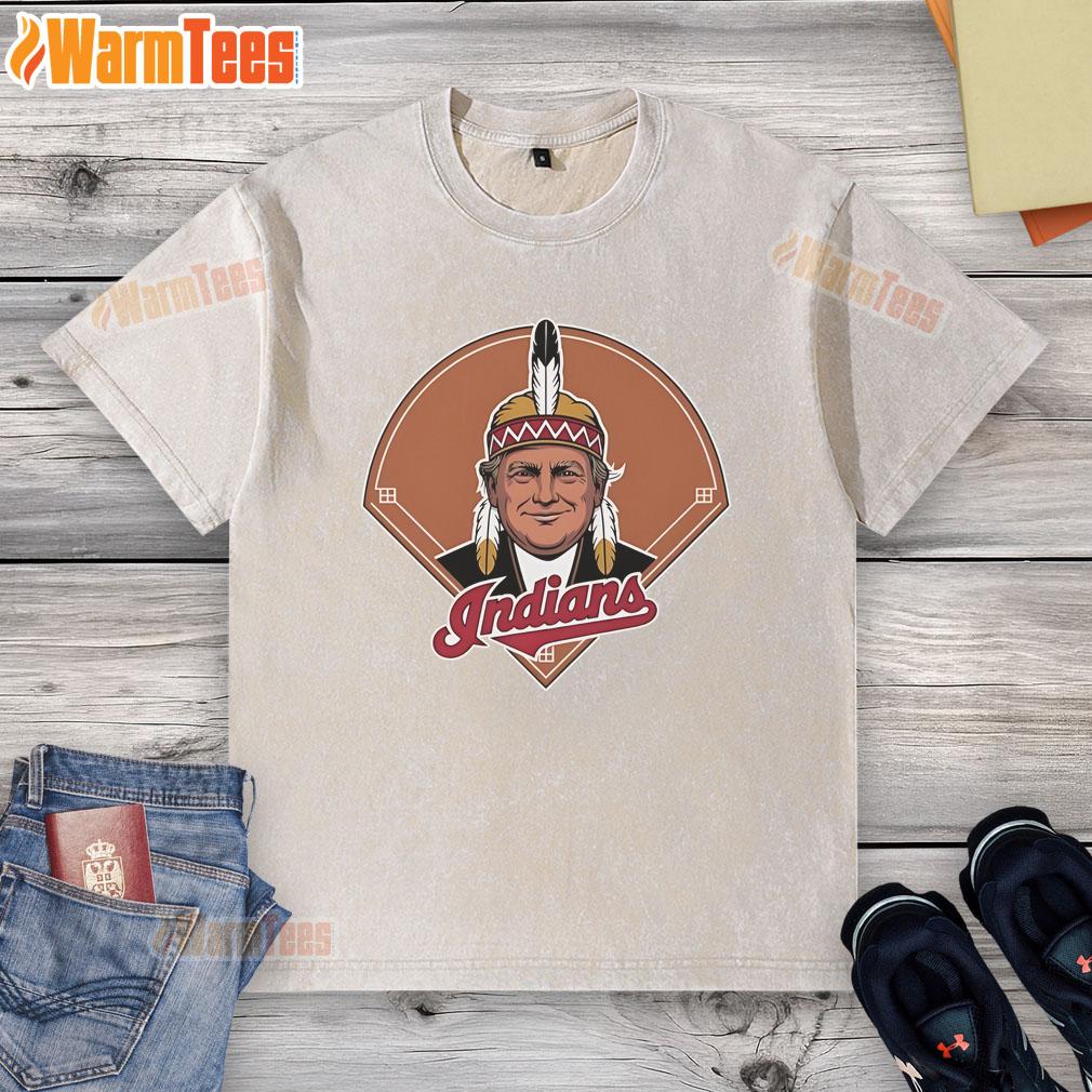 Good Trump Chief Wahoo X Cleveland Guardians logo on a washed T-shirt, perfect for baseball fans and collectors.