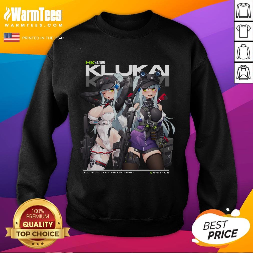 Hot HK416 Klukai Girls Frontline 2 Exilium sweatshirt featuring vibrant graphics and stylish design for gamers.