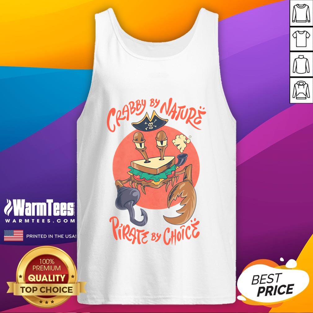 Alt Text: Crimson crust sandwich crab tank top featuring a fun pirate-themed design with a crab and playful text.