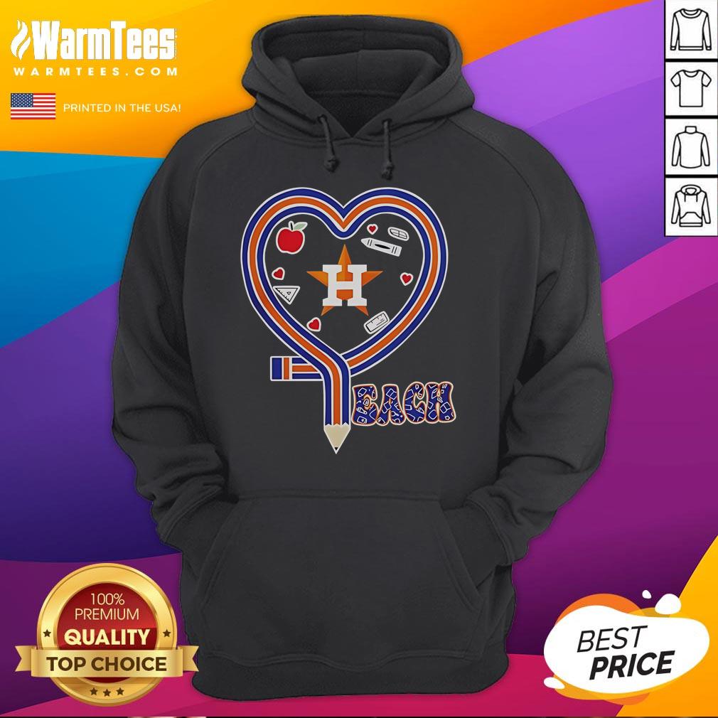 Cozy hoodie featuring a heart design for baseball fans, celebrating love for the Houston Astros and teaching.