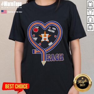 Nice Houston Astros baseball tee featuring a heart and pencil design, perfect for ladies who love baseball.