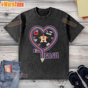 Nice Houston Astros baseball t-shirt featuring a heart and pencil design, perfect for fans who love teaching and sports.