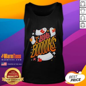 Nice I Love Books Halloween Season Tank Top featuring spooky graphics and playful text for book lovers.
