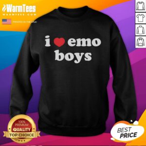 Nice I Love Emo Boys Sweatshirt featuring a stylish graphic design, perfect for emo fashion enthusiasts.