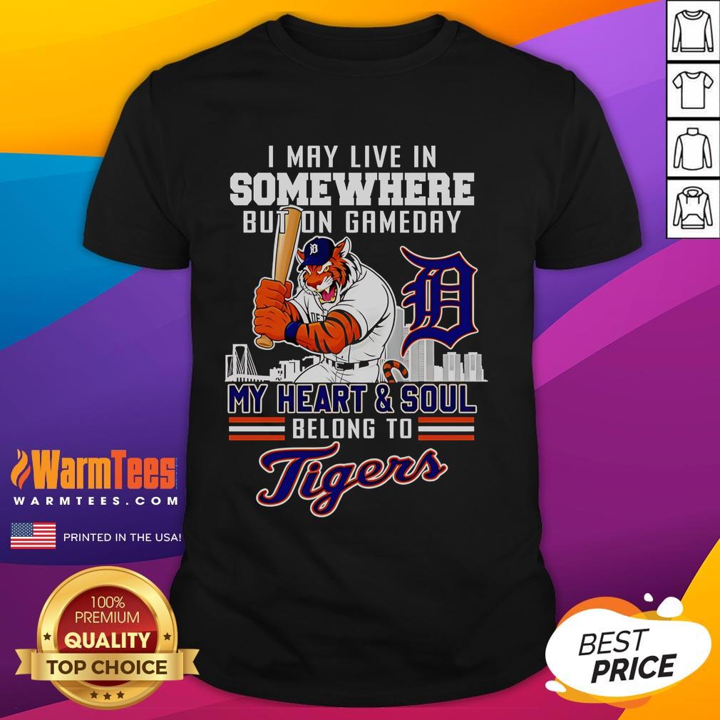 Detroit Tigers T-Shirt: 'On Gameday My Heart And Soul Belong To Detroit Tigers' for passionate fans and game day spirit.