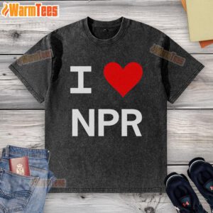 Nice I Love NPR washed t-shirt in soft cotton, perfect for fans of National Public Radio and casual wear.