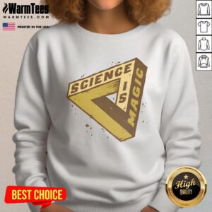 Alt Text: Nice Impossible Science is Magic optical illusion sweatshirt featuring vibrant colors and a unique design.