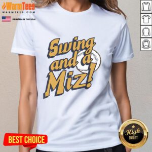 Nice Jacob Misiorowski of the Milwaukee Brewers swinging a bat in a Miz ladies tee during a game.